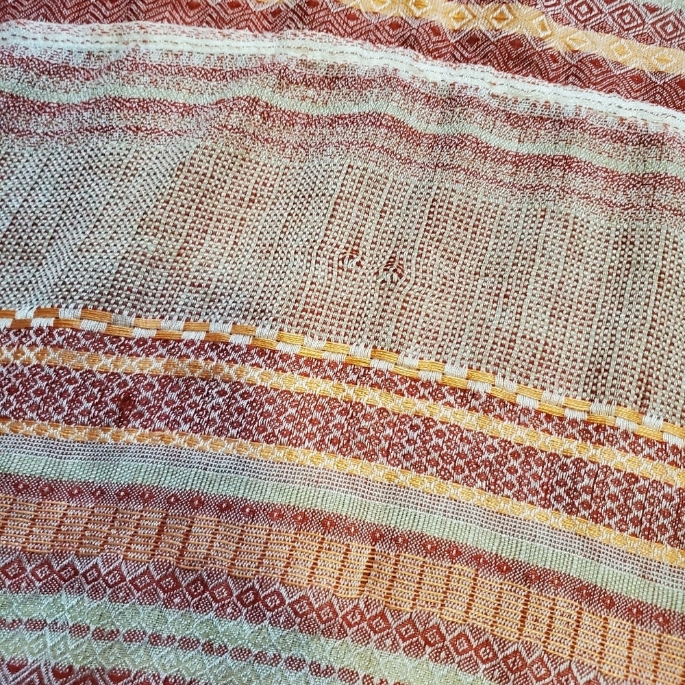 Infinity Patterned Red and Orange Striped Scarf - Picture 5 of 11
